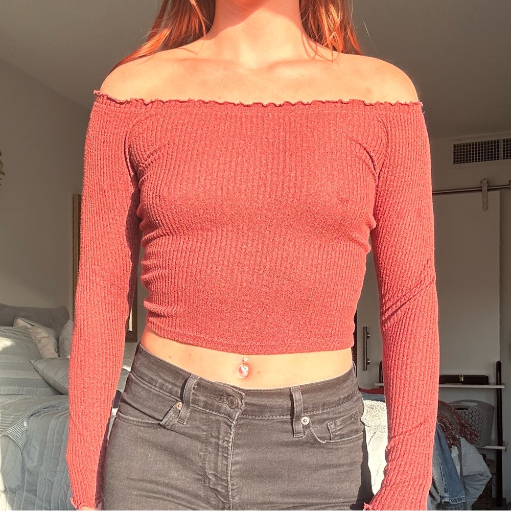 Cropped off the shoulder top